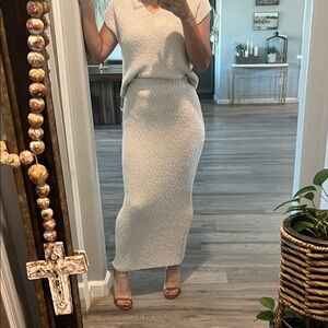 Rachel Zoe Cream Knit Pencil Skirt